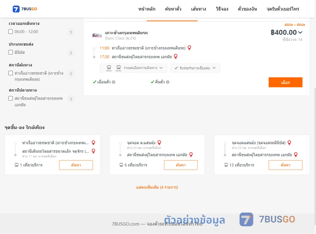 ตัวอย่างผลค้นหา ท่าเรืออ่าวธรรมชาติ-เอกมัย
