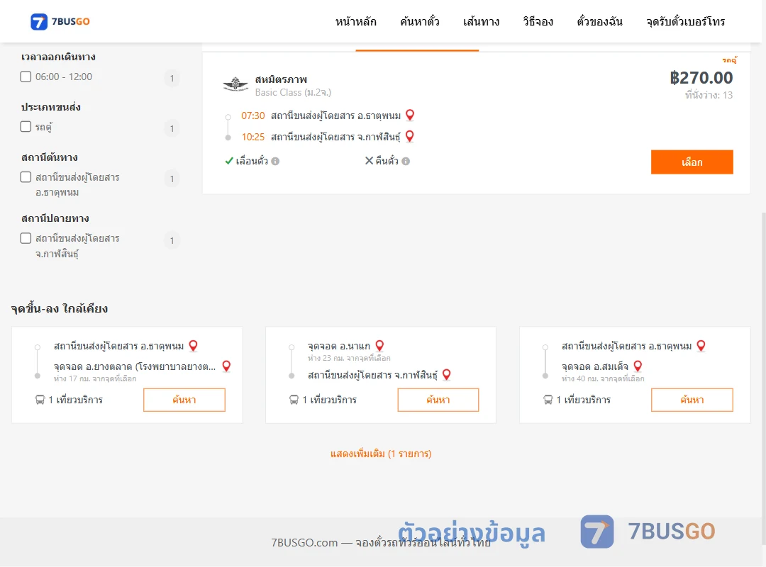ตัวอย่างผลค้นหา ธาตุพนม-กาฬสินธุ์