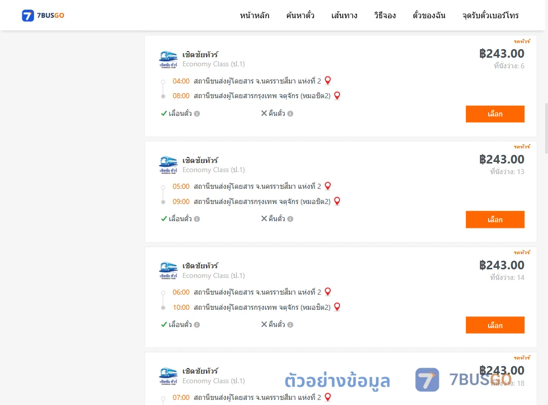 ตัวอย่างผลค้นหา นครราชสีมา2-กรุงเทพจตุจักร