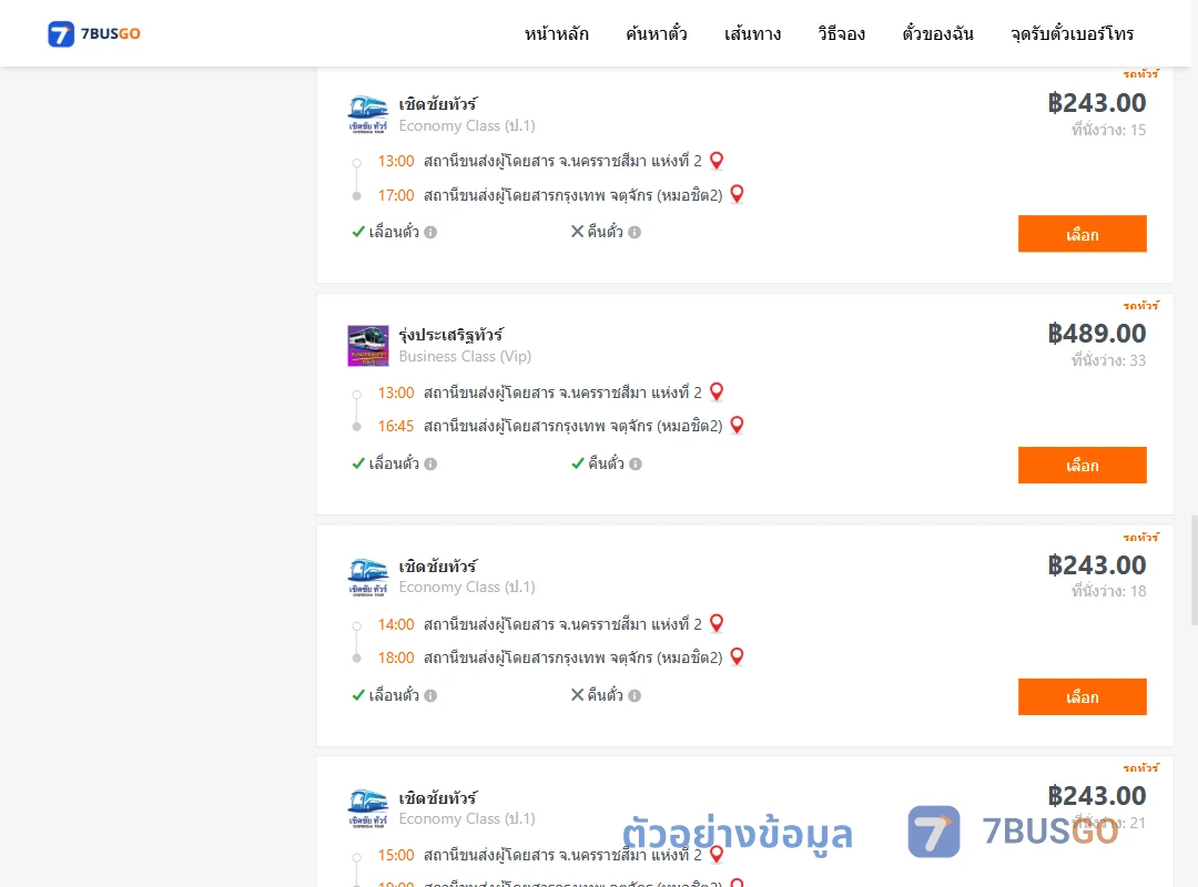 ตัวอย่างผลค้นหา นครราชสีมา2-กรุงเทพจตุจักร