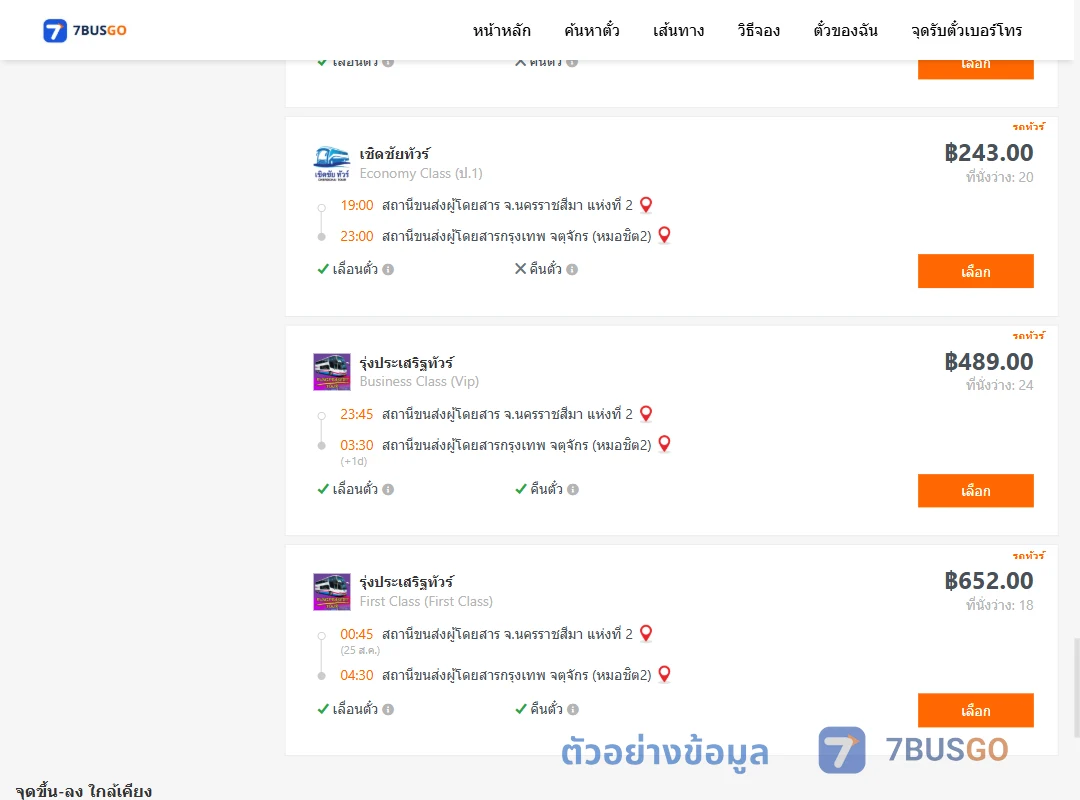 ตัวอย่างผลค้นหา นครราชสีมา2-กรุงเทพจตุจักร