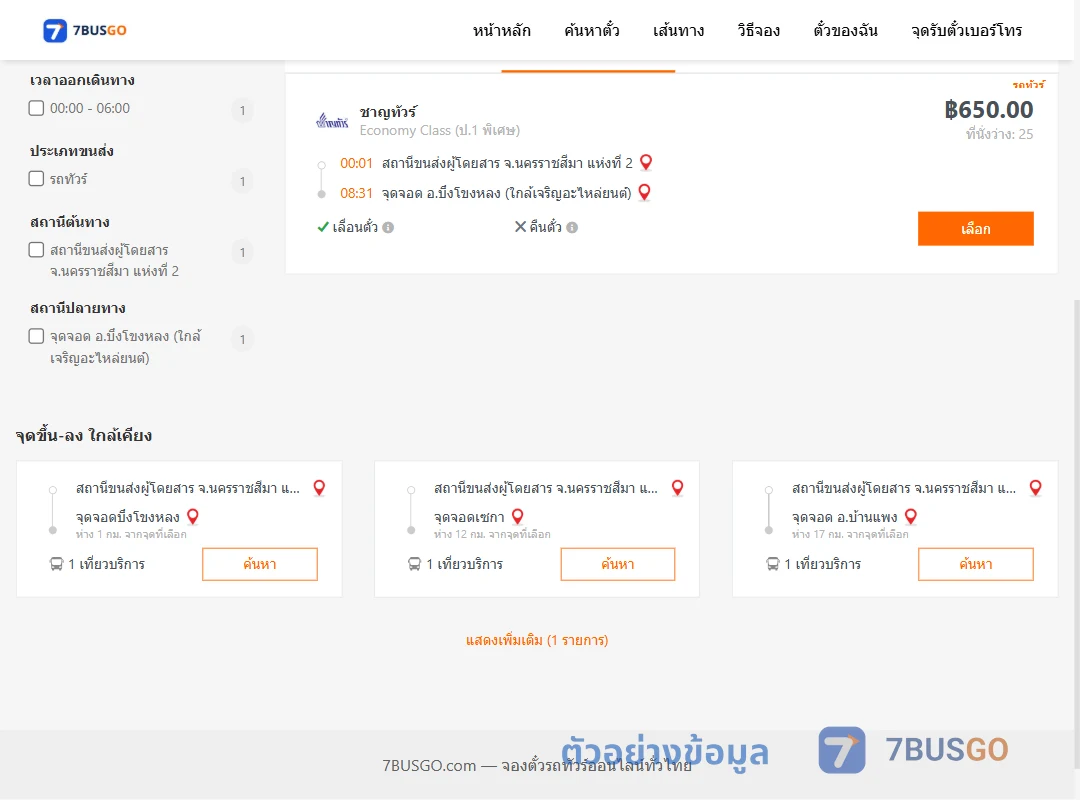 ตัวอย่างผลค้นหา นครราชสีมา2-บึงโขงหลง