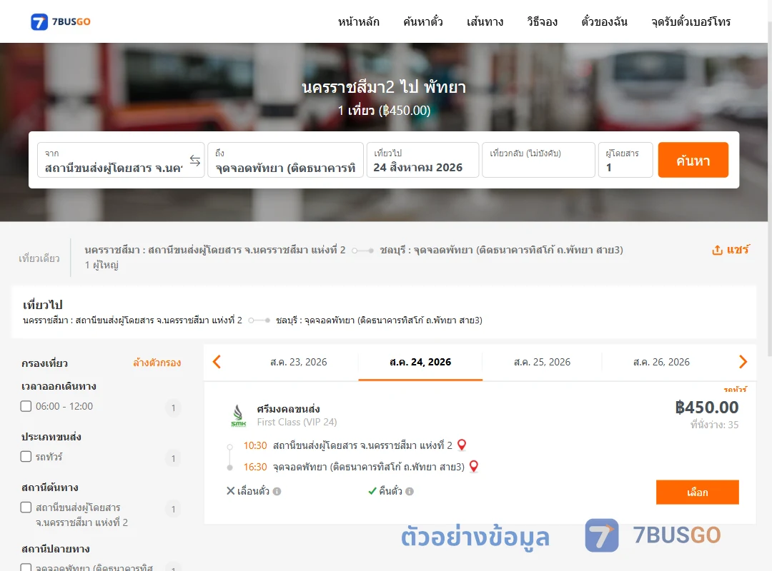 ตัวอย่างผลค้นหา นครราชสีมา2-พัทยา