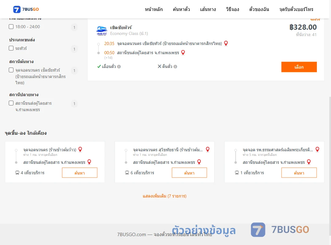 ตัวอย่างผลค้นหา นวนคร-กำแพงเพชร