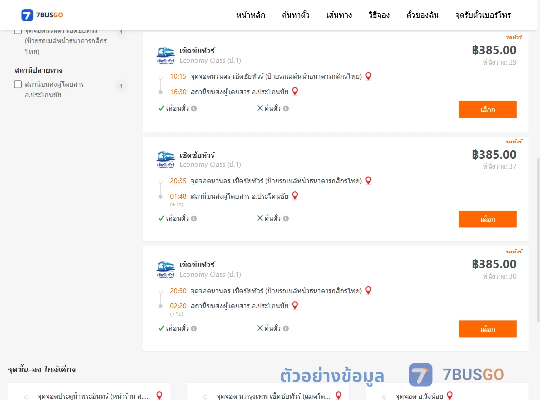 ตัวอย่างผลค้นหา นวนคร-ประโคนชัย