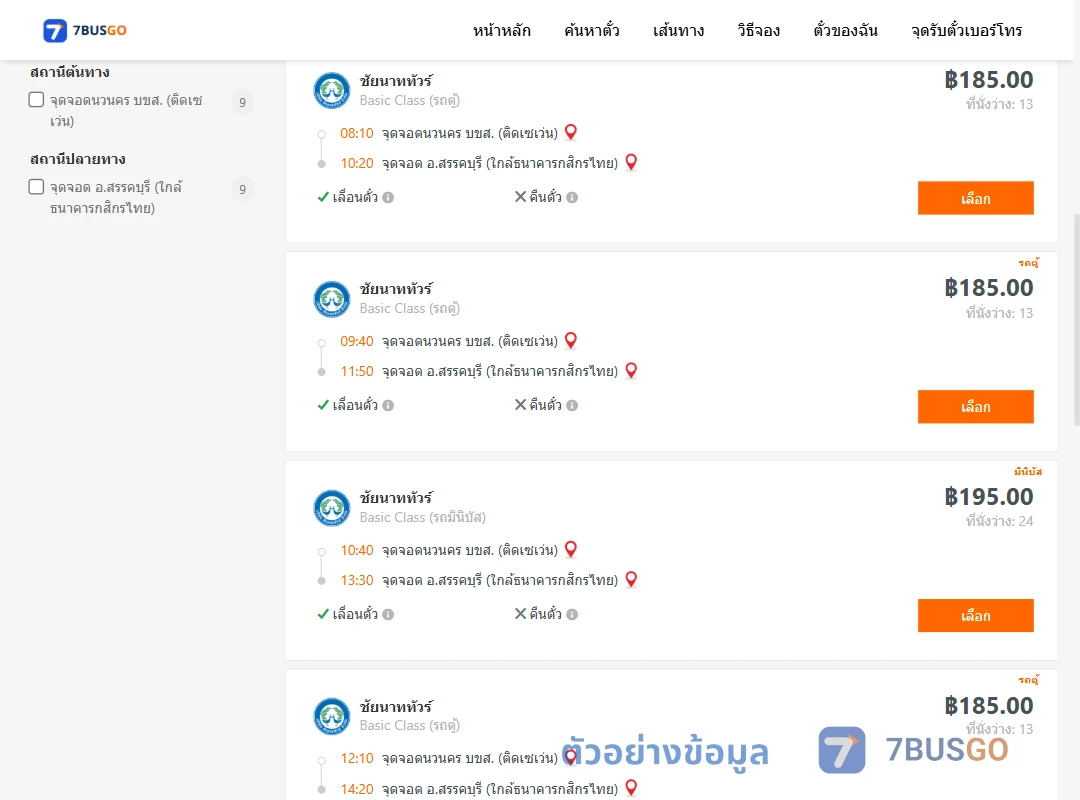 ตัวอย่างผลค้นหา นวนคร-สรรคบุรี