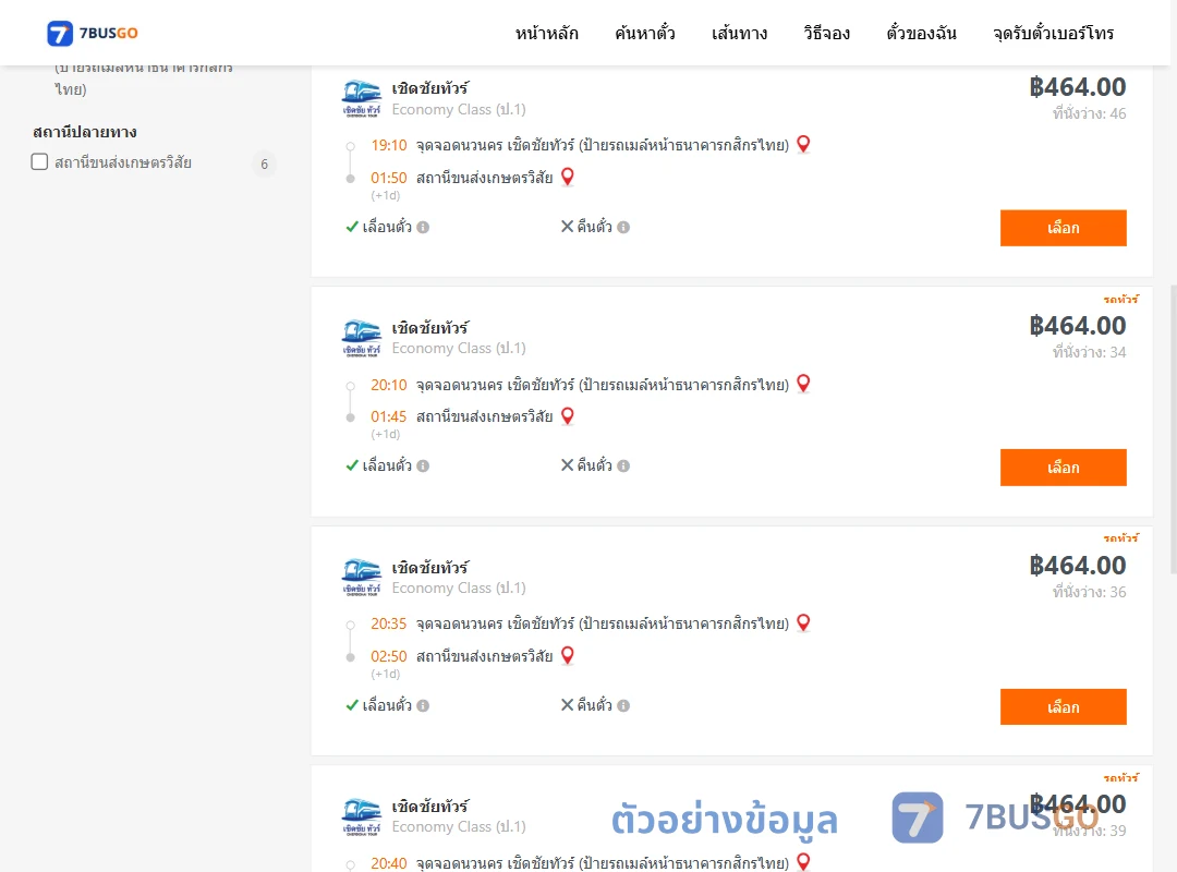 ตัวอย่างผลค้นหา นวนคร-เกษตรวิสัย