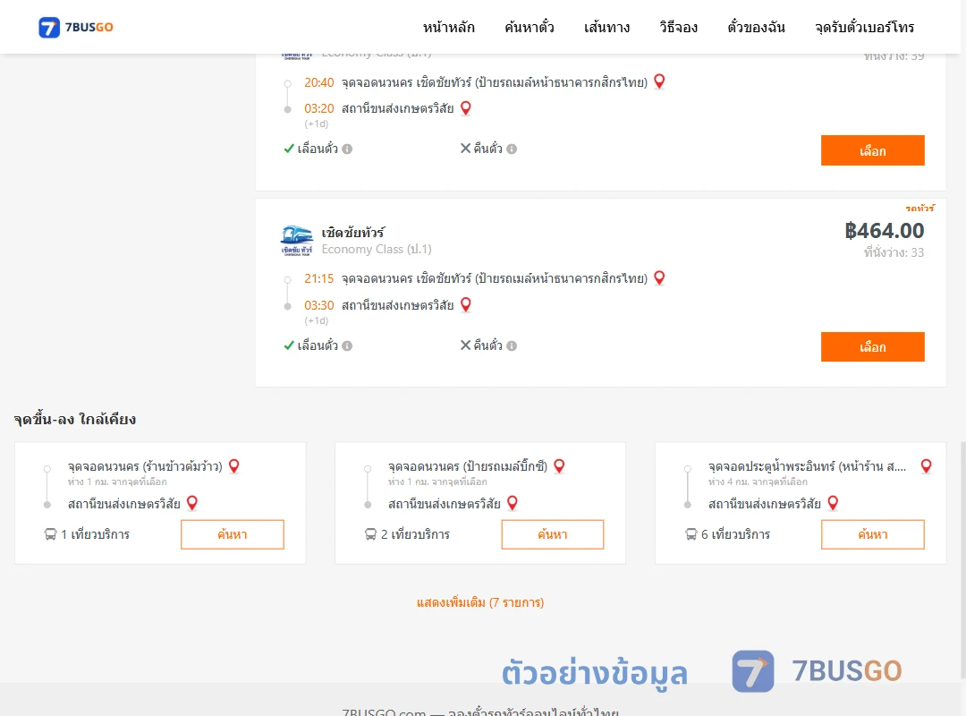 ตัวอย่างผลค้นหา นวนคร-เกษตรวิสัย