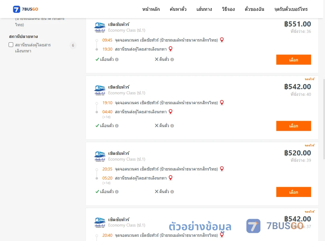 ตัวอย่างผลค้นหา นวนคร-เลิงนกทา