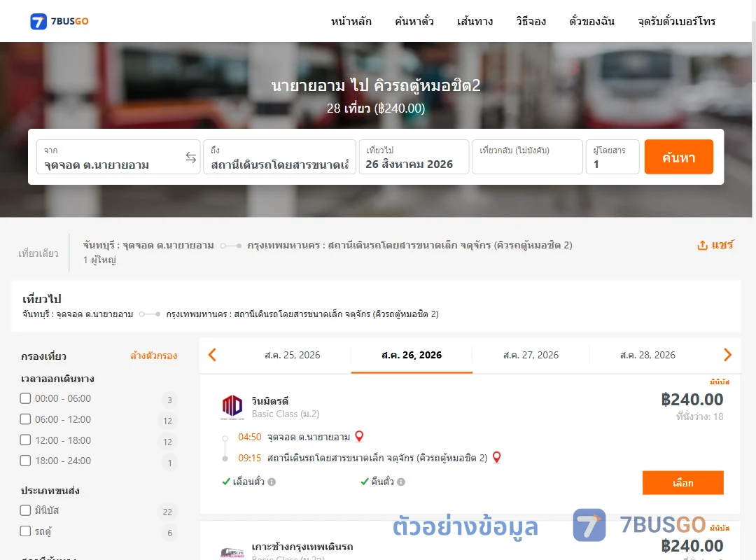 ตัวอย่างผลค้นหา นายายอาม-คิวรถตู้หมอชิต2
