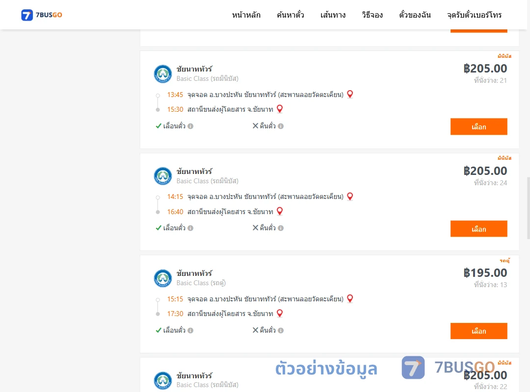 ตัวอย่างผลค้นหา บางปะหัน-ชัยนาท