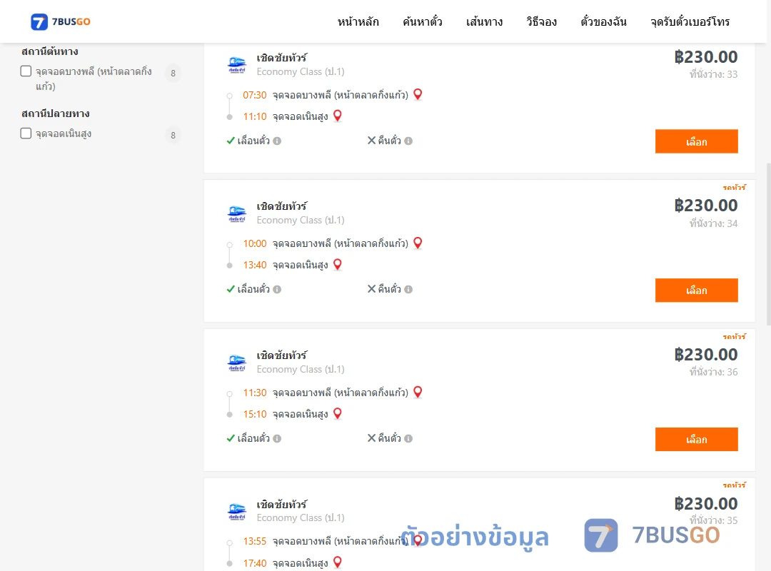 ตัวอย่างผลค้นหา บางพลี-เนินสูง