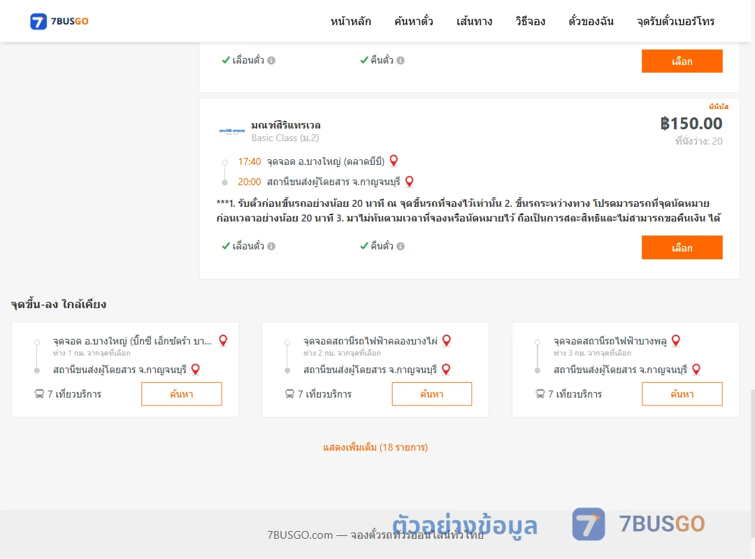 ตัวอย่างผลค้นหา บางใหญ่ตลาดบีบี-กาญจนบุรี