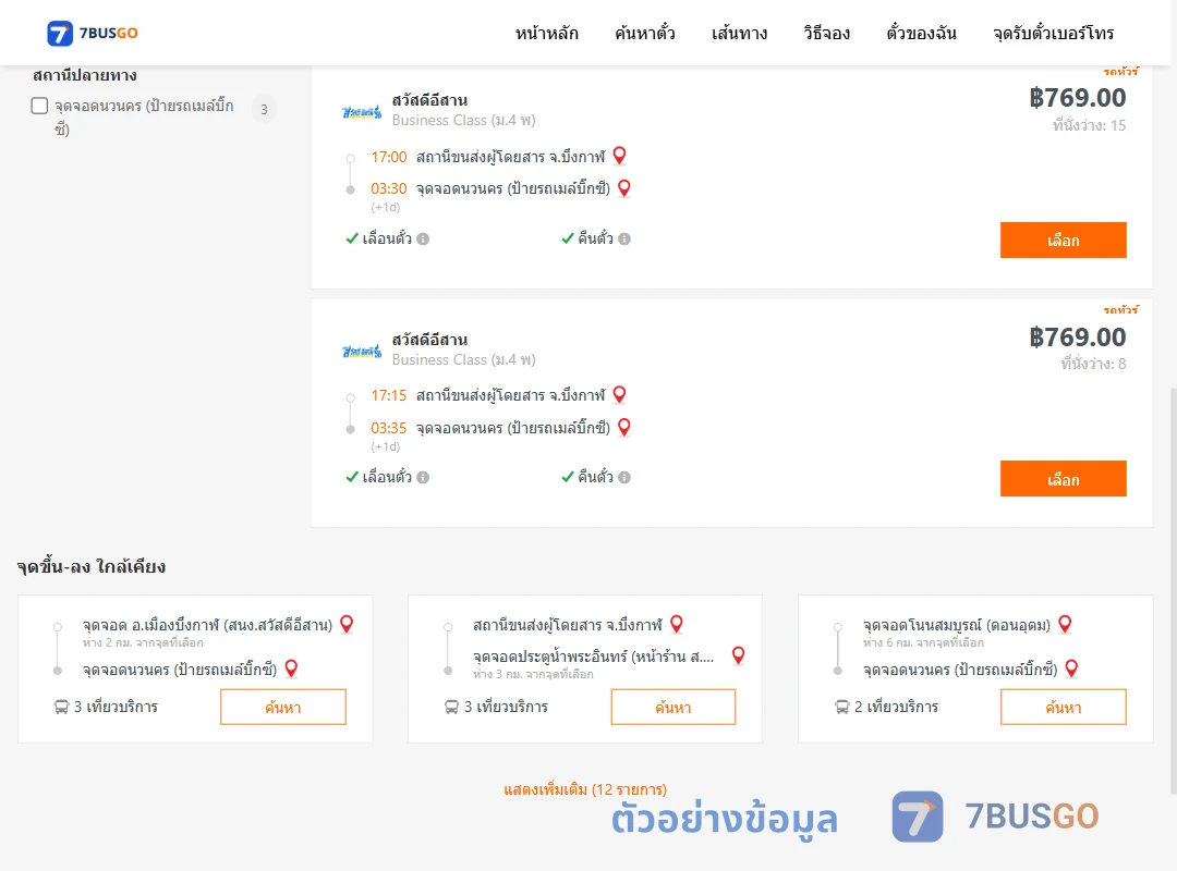 ตัวอย่างผลค้นหา บึงกาฬ-นวนคร