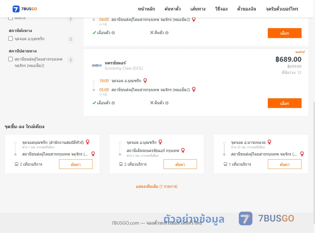 ตัวอย่างผลค้นหา บุณฑริก-หมอชิต2