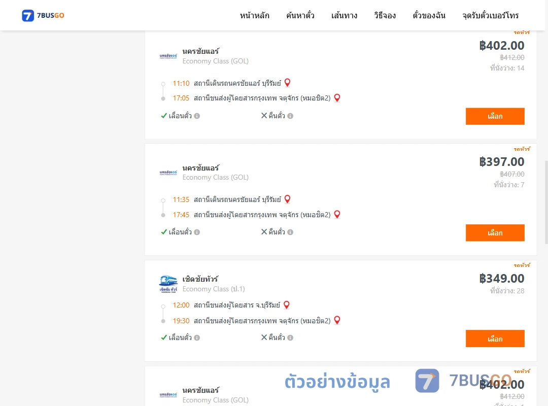 ตัวอย่างผลค้นหา บุรีรัมย์-หมอชิต2