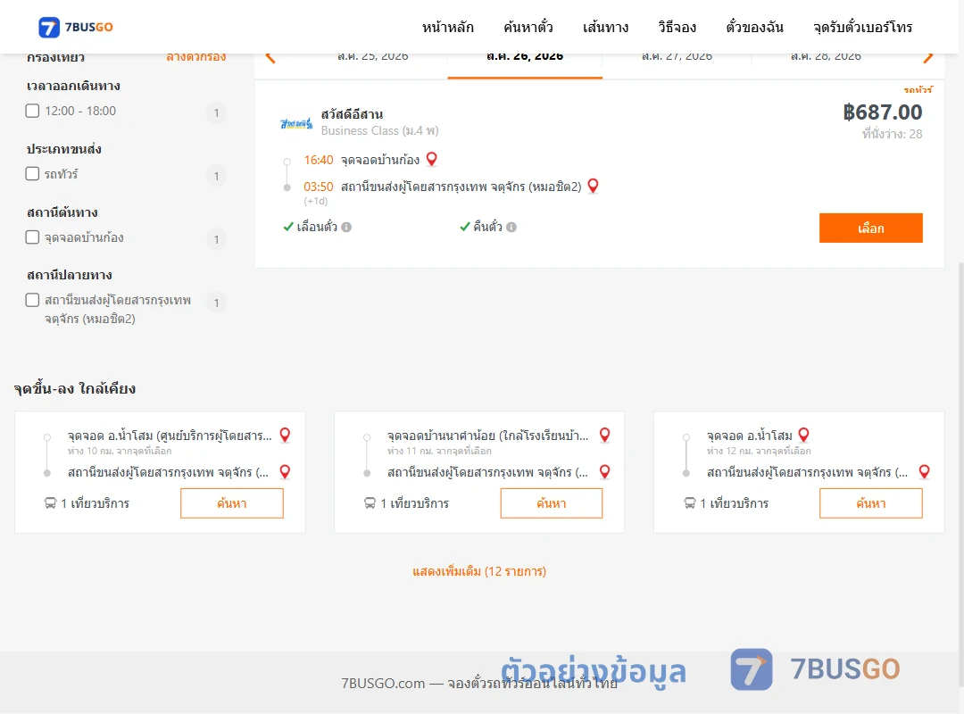 ตัวอย่างผลค้นหา บ้านก้อง-หมอชิต2