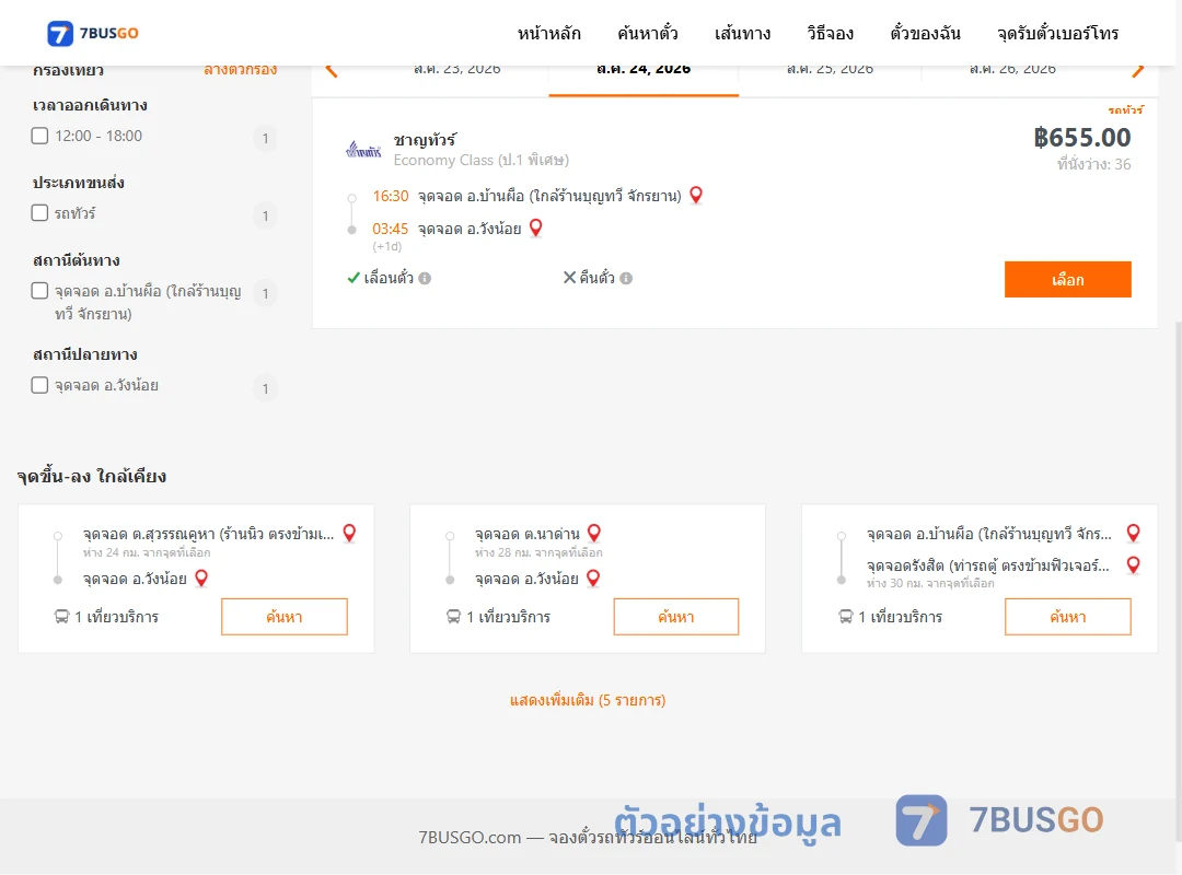 ตัวอย่างผลค้นหา บ้านผือ-วังน้อย