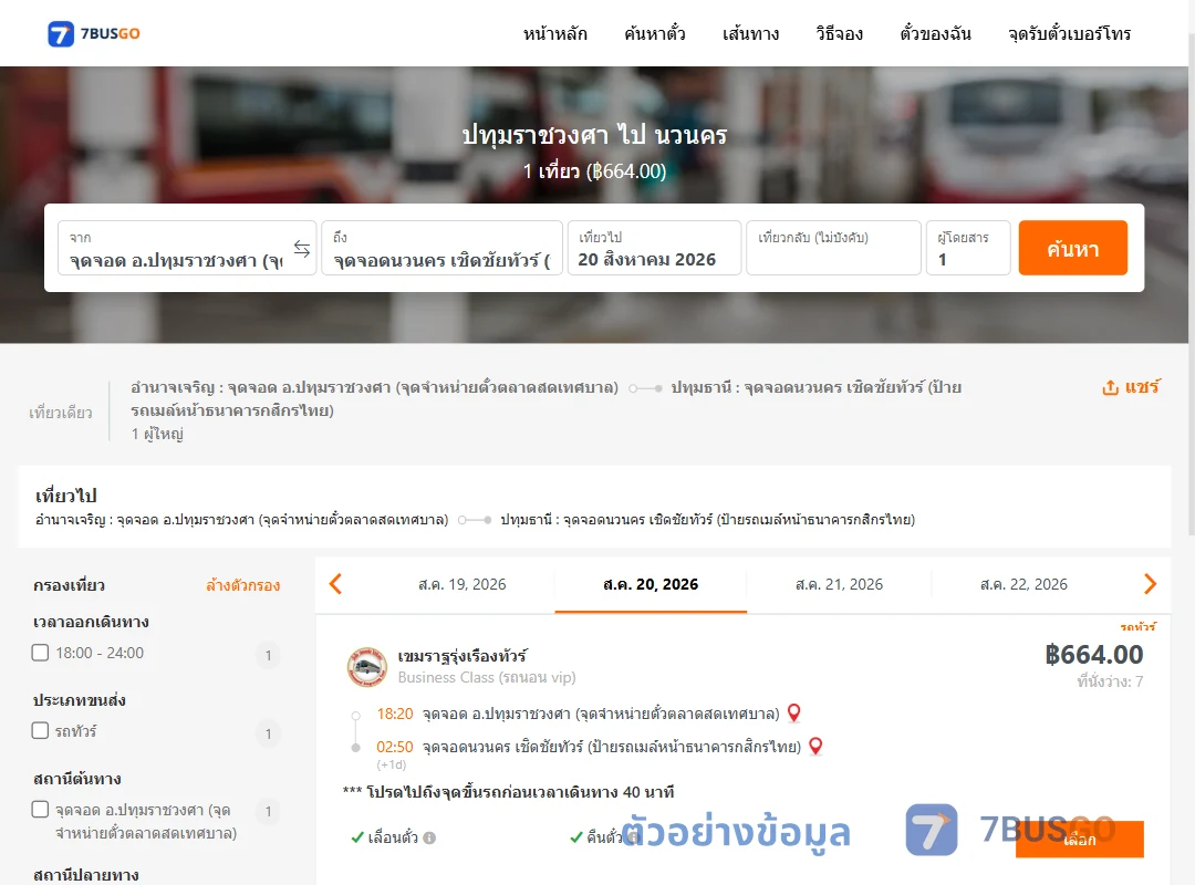ตัวอย่างผลค้นหา ปทุมราชวงศา-นวนคร