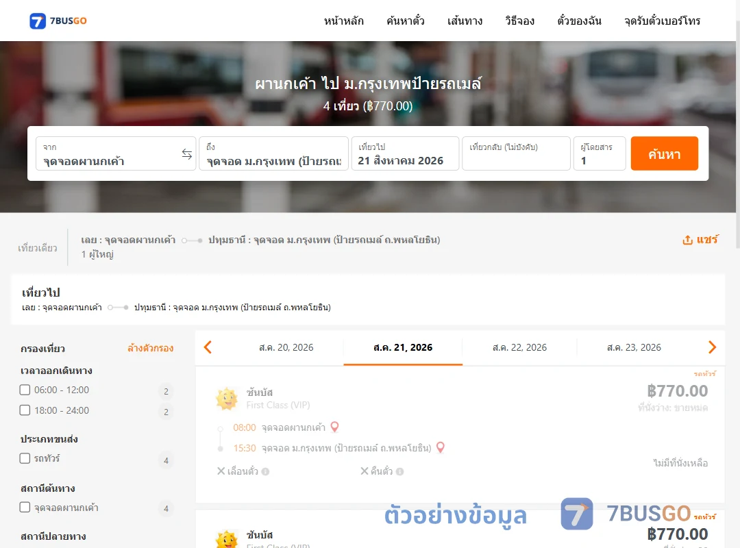ตัวอย่างผลค้นหา ผานกเค้า-ม.กรุงเทพป้ายรถเมล์
