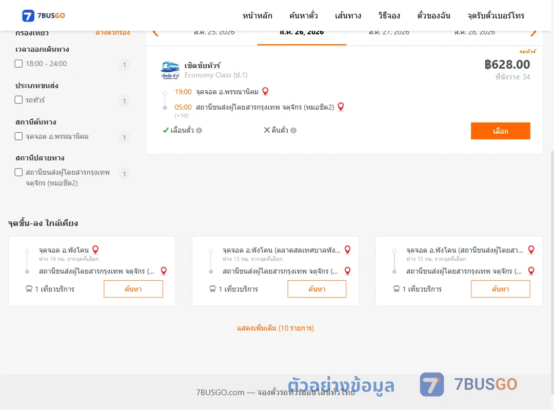 ตัวอย่างผลค้นหา พรรณานิคม-หมอชิต2