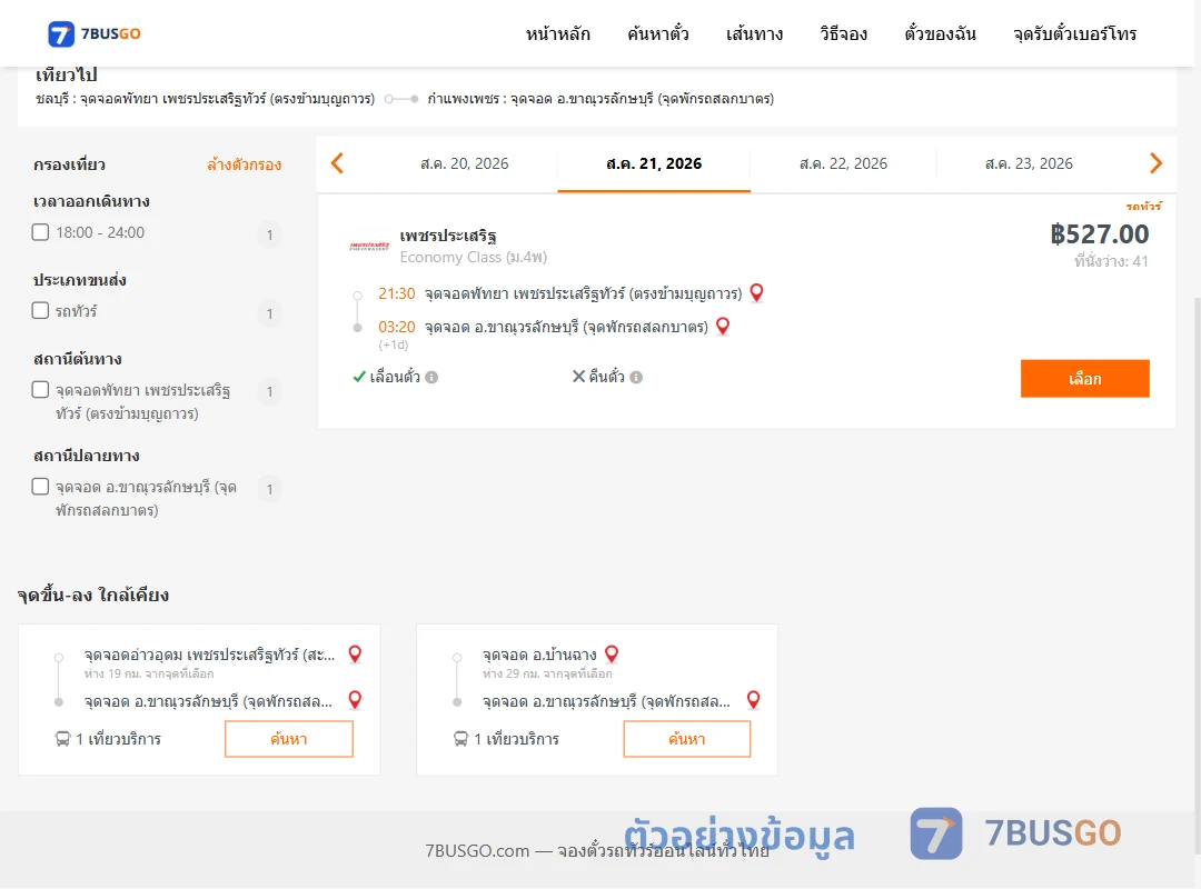 ตัวอย่างผลค้นหา พัทยา-ขาณุวรลักษบุรี
