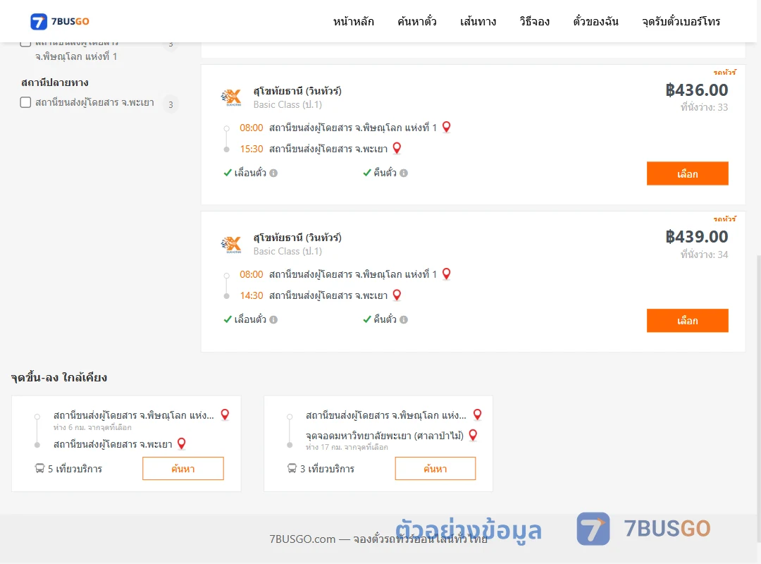 ตัวอย่างผลค้นหา พิษณุโลก1-พะเยา