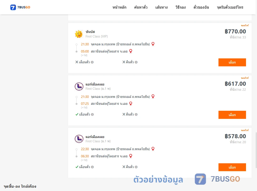 ตัวอย่างผลค้นหา ม.กรุงเทพป้ายรถเมล์-เลย