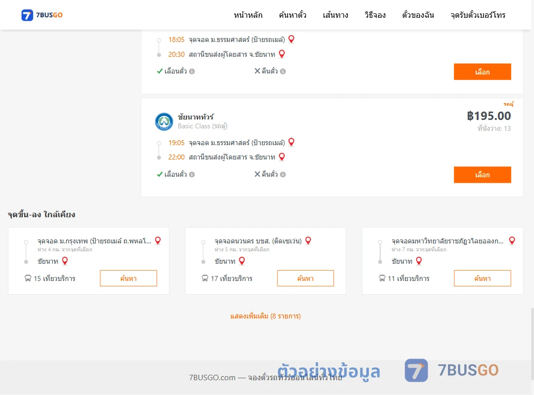 ตัวอย่างผลค้นหา ม.ธรรมศาสตร์ป้ายรถเมล์-ชัยนาท