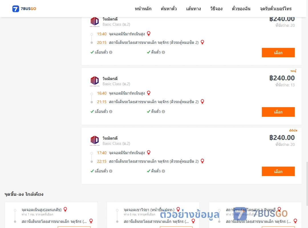 ตัวอย่างผลค้นหา มินิมาร์ทเนินสูง-คิวรถตู้หมอชิต2