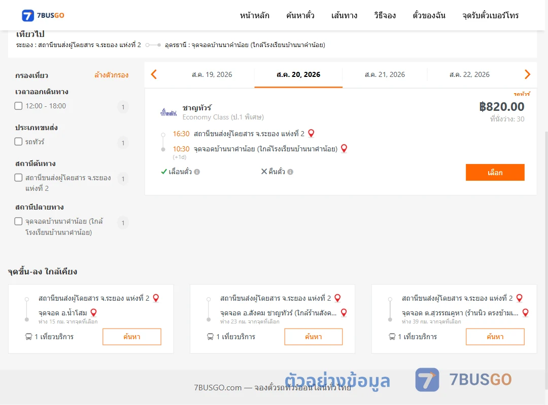 ตัวอย่างผลค้นหา ระยอง2-บ้านนาคำน้อย
