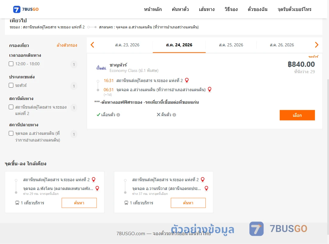 ตัวอย่างผลค้นหา ระยอง2-สว่างแดนดิน
