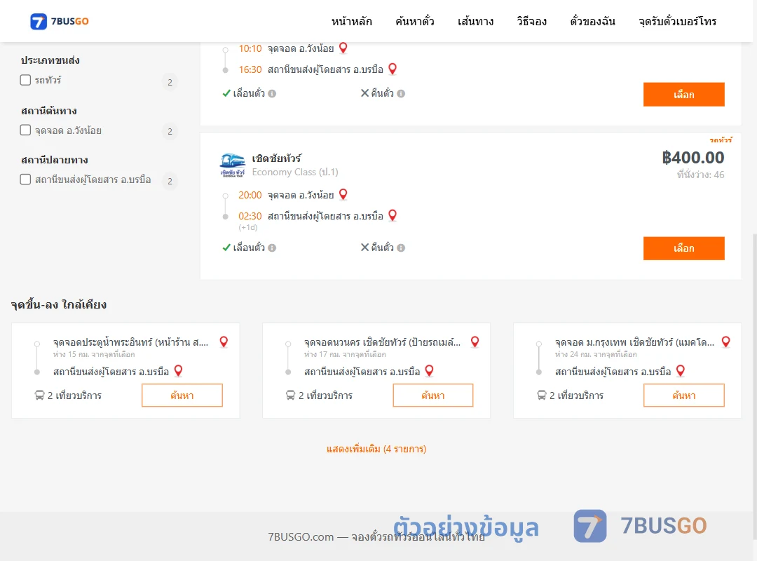 ตัวอย่างผลค้นหา วังน้อย-บรบือ