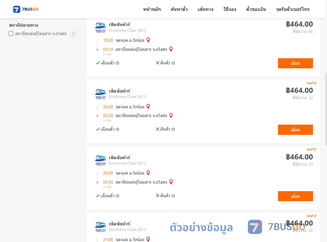 ตัวอย่างผลค้นหา วังน้อย-ยโสธร