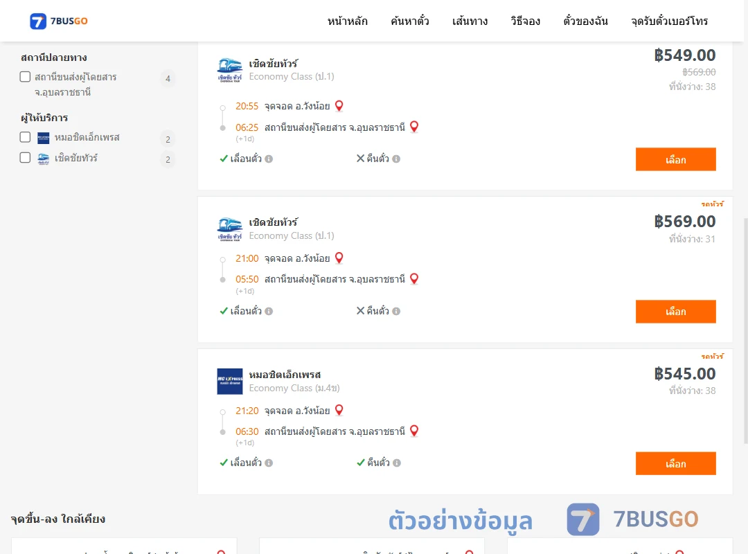ตัวอย่างผลค้นหา วังน้อย-อุบลราชธานี