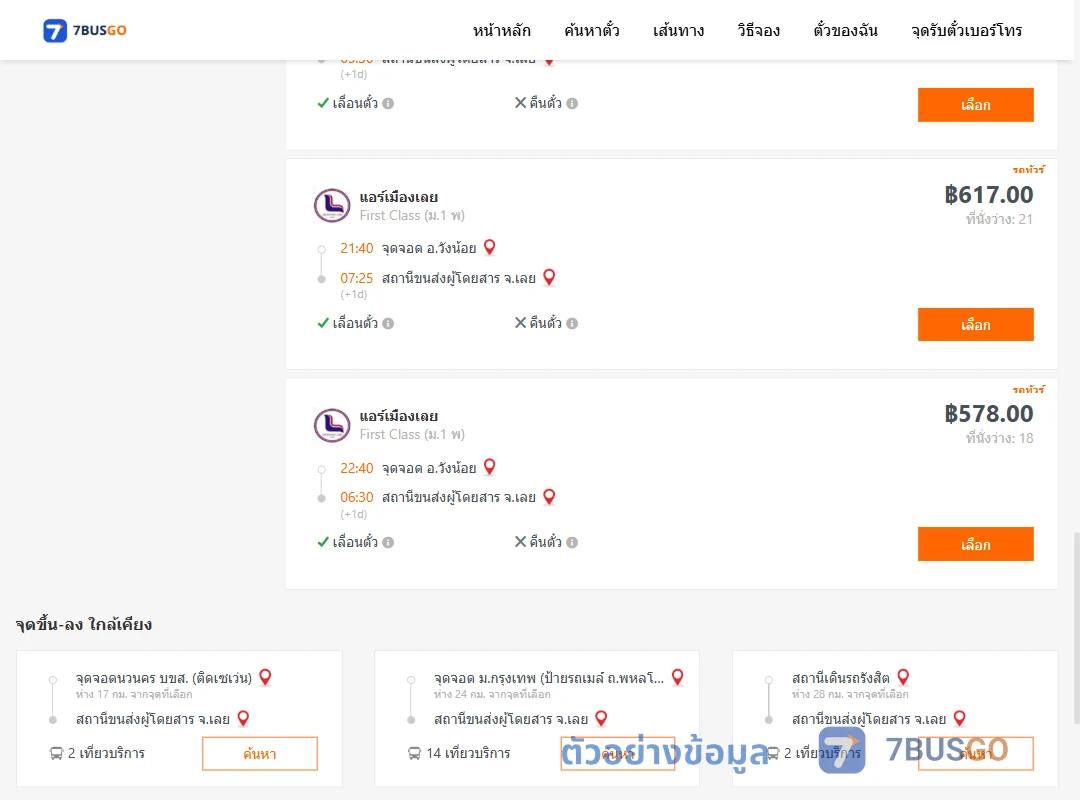 ตัวอย่างผลค้นหา วังน้อย-เลย