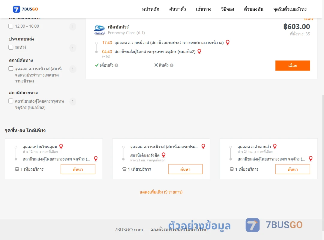 ตัวอย่างผลค้นหา วานรนิวาส-หมอชิต2