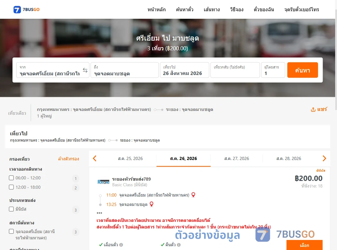 ตัวอย่างผลค้นหา ศรีเอี่ยม-มาบชลูด