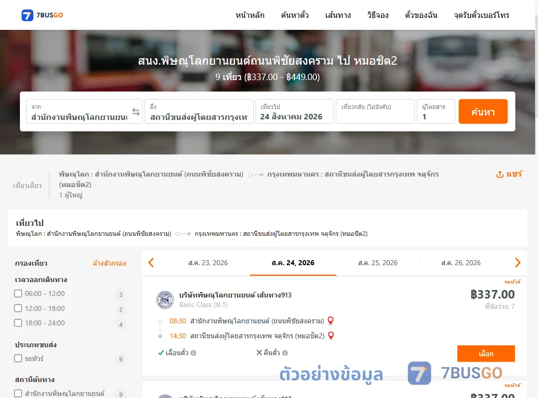 ตัวอย่างผลค้นหา สนง.พิษณุโลกยานยนต์ถนนพิชัยสงคราม-หมอชิต2