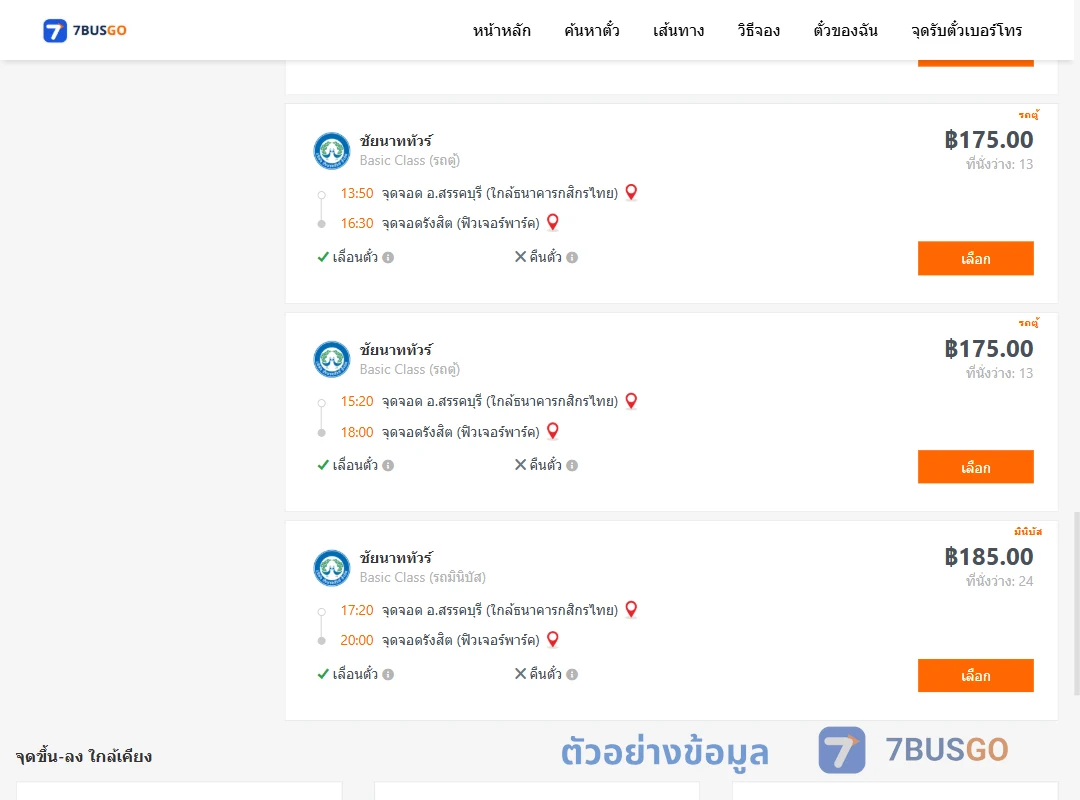 ตัวอย่างผลค้นหา สรรคบุรี-รังสิตฟิวเจอร์พาร์ค