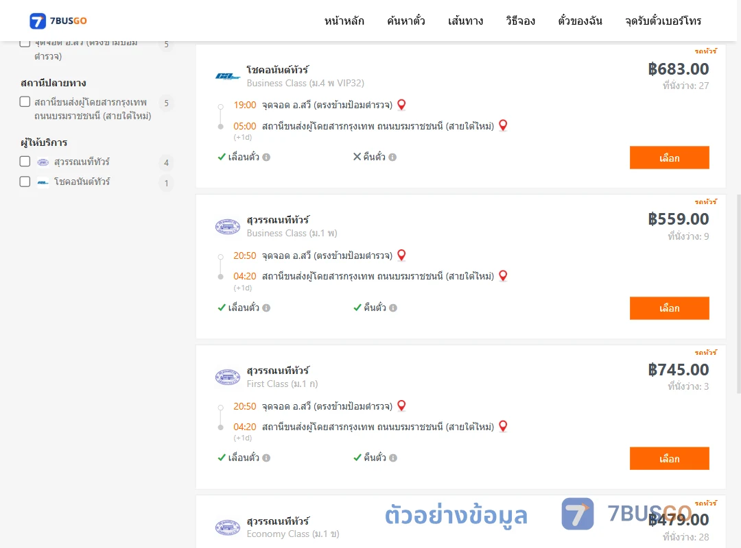 ตัวอย่างผลค้นหา สวี-สายใต้ใหม่