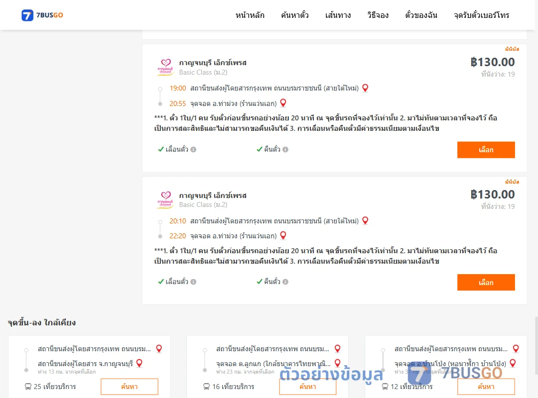 ตัวอย่างผลค้นหา สายใต้ใหม่-ท่าม่วง