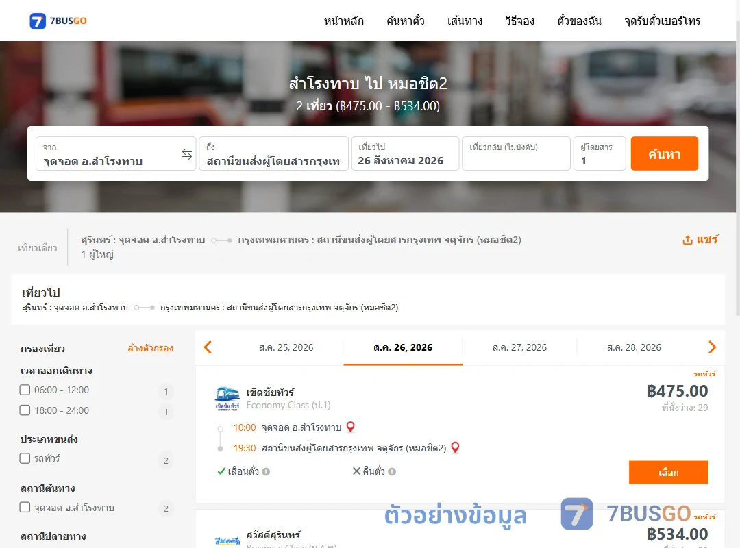 ตัวอย่างผลค้นหา สำโรงทาบ-หมอชิต2