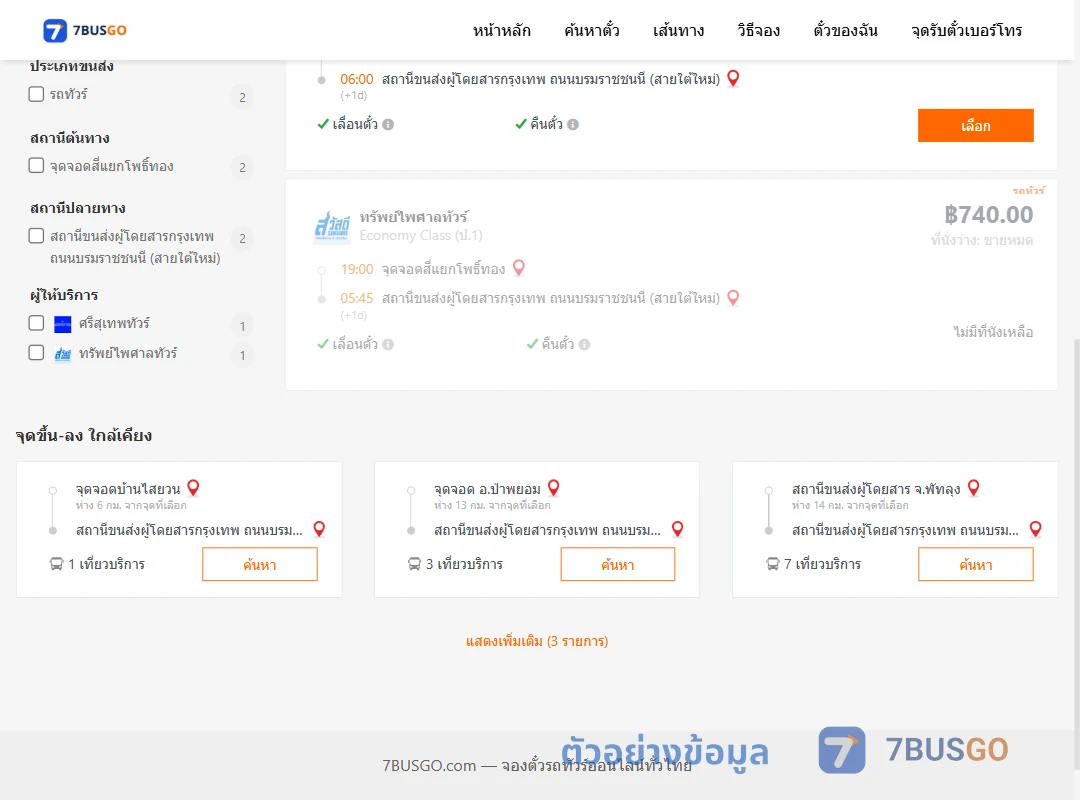 ตัวอย่างผลค้นหา สี่แยกโพธิ์ทอง-สายใต้ใหม่