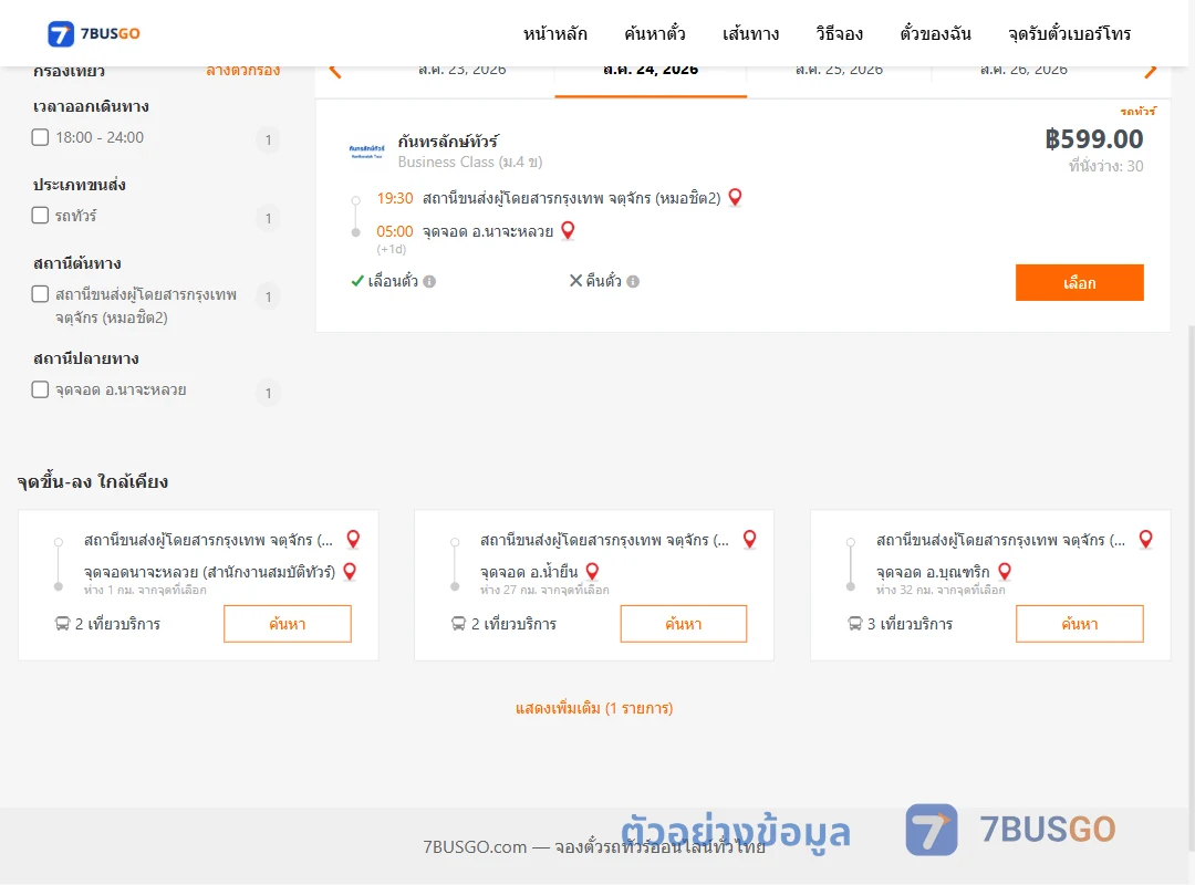 ตัวอย่างผลค้นหา หมอชิต2-นาจะหลวย