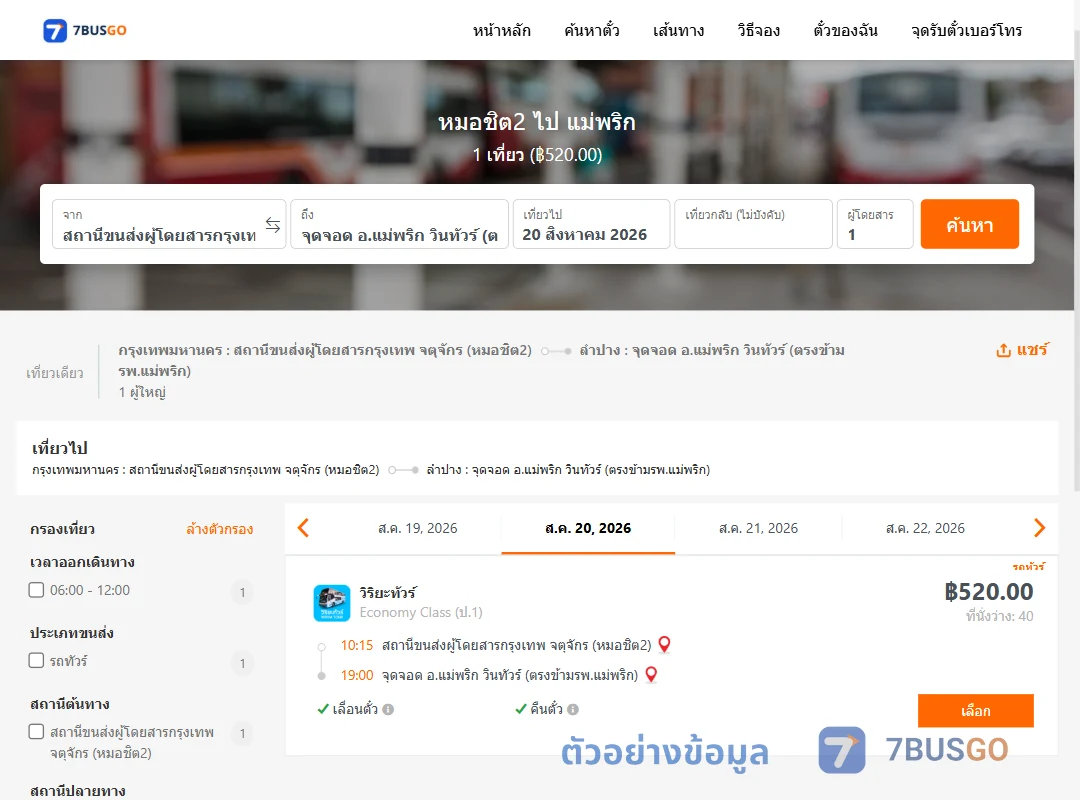 ตัวอย่างผลค้นหา หมอชิต2-แม่พริก