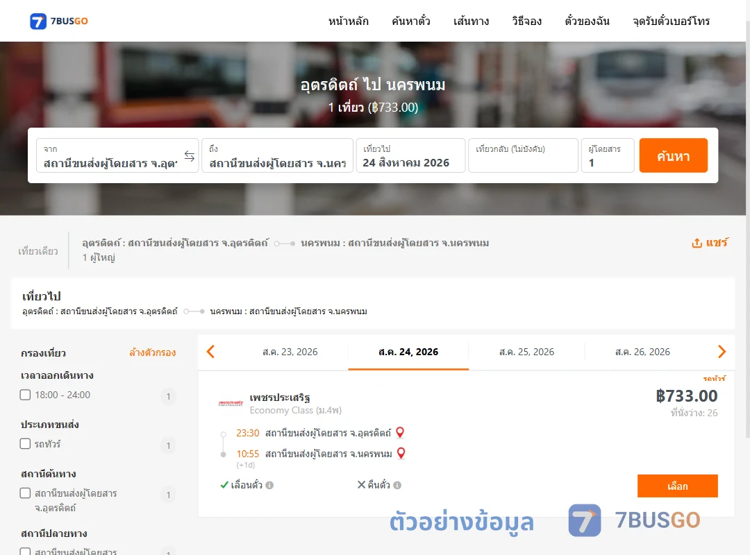 ตัวอย่างผลค้นหา อุตรดิตถ์-นครพนม