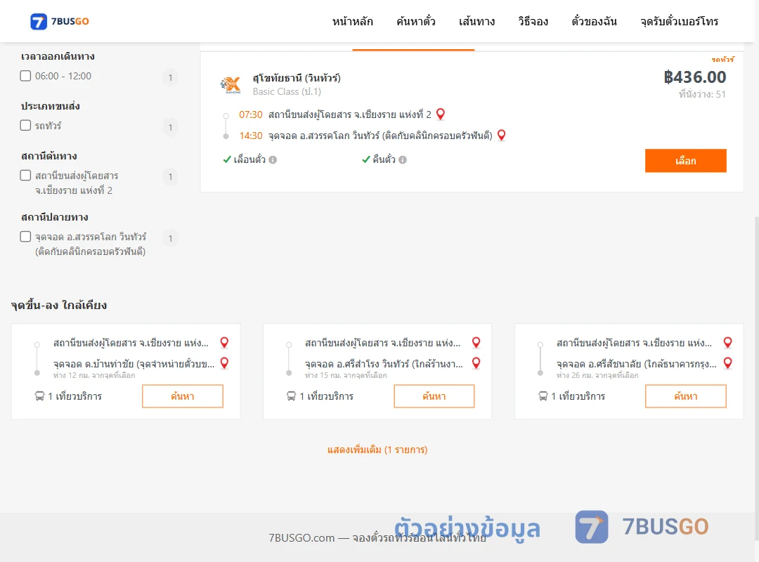 ตัวอย่างผลค้นหา เชียงราย2-สวรรคโลก