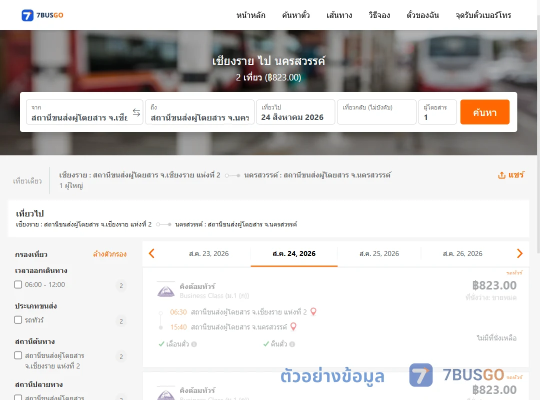 ตัวอย่างผลค้นหา เชียงราย-นครสวรรค์