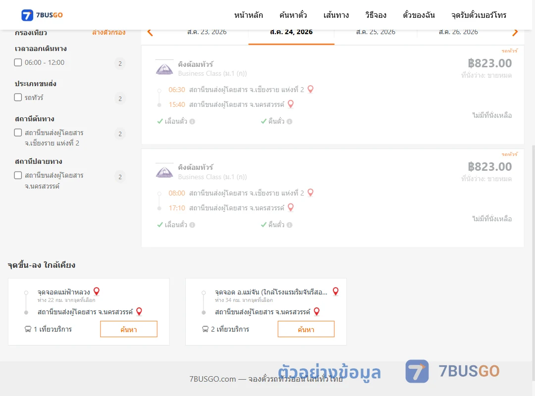 ตัวอย่างผลค้นหา เชียงราย-นครสวรรค์